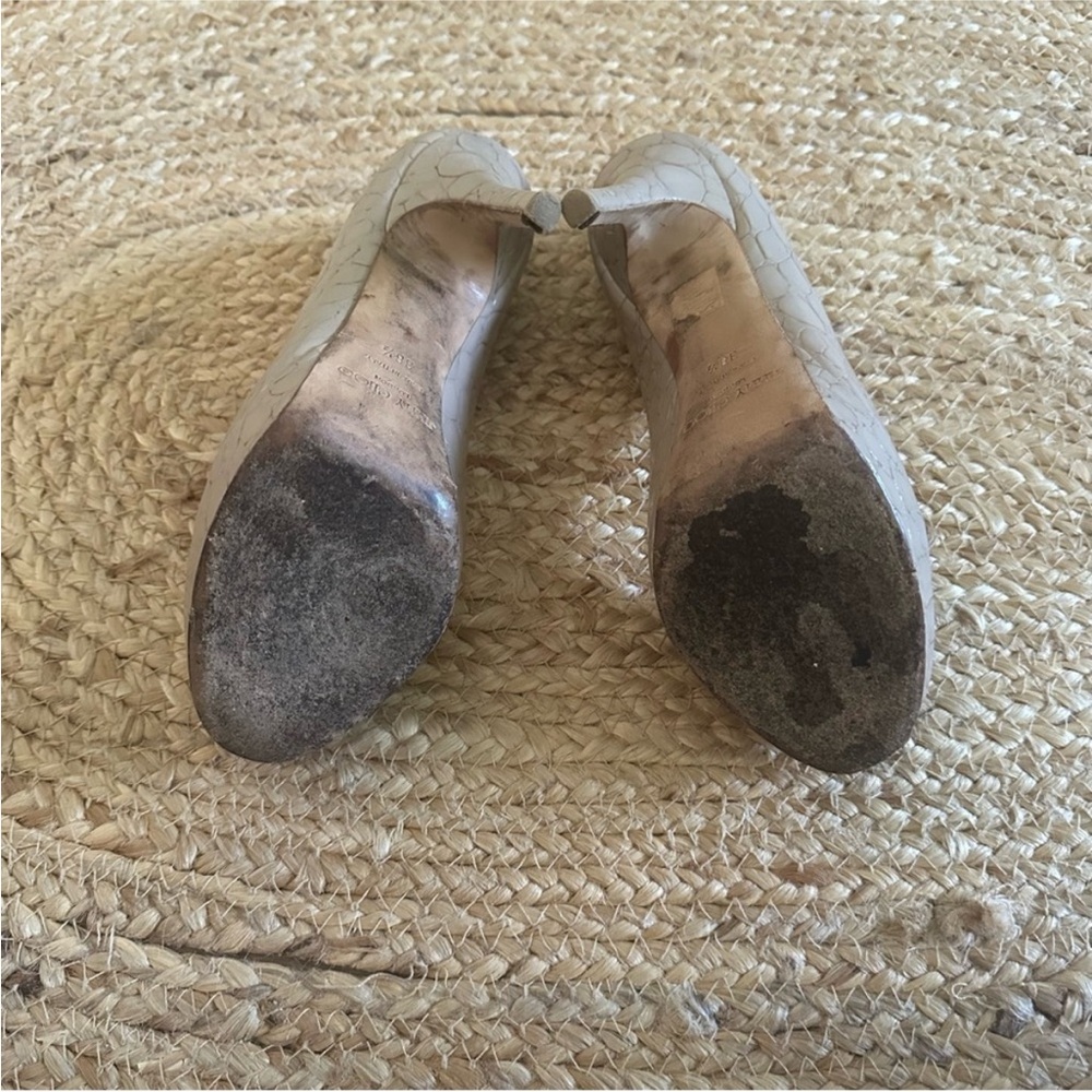 Jimmy Choo Beige Croc-Embossed Heels - Picture 6 of 14